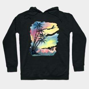 Palm Colorful Scenery Watercolor Hoodie